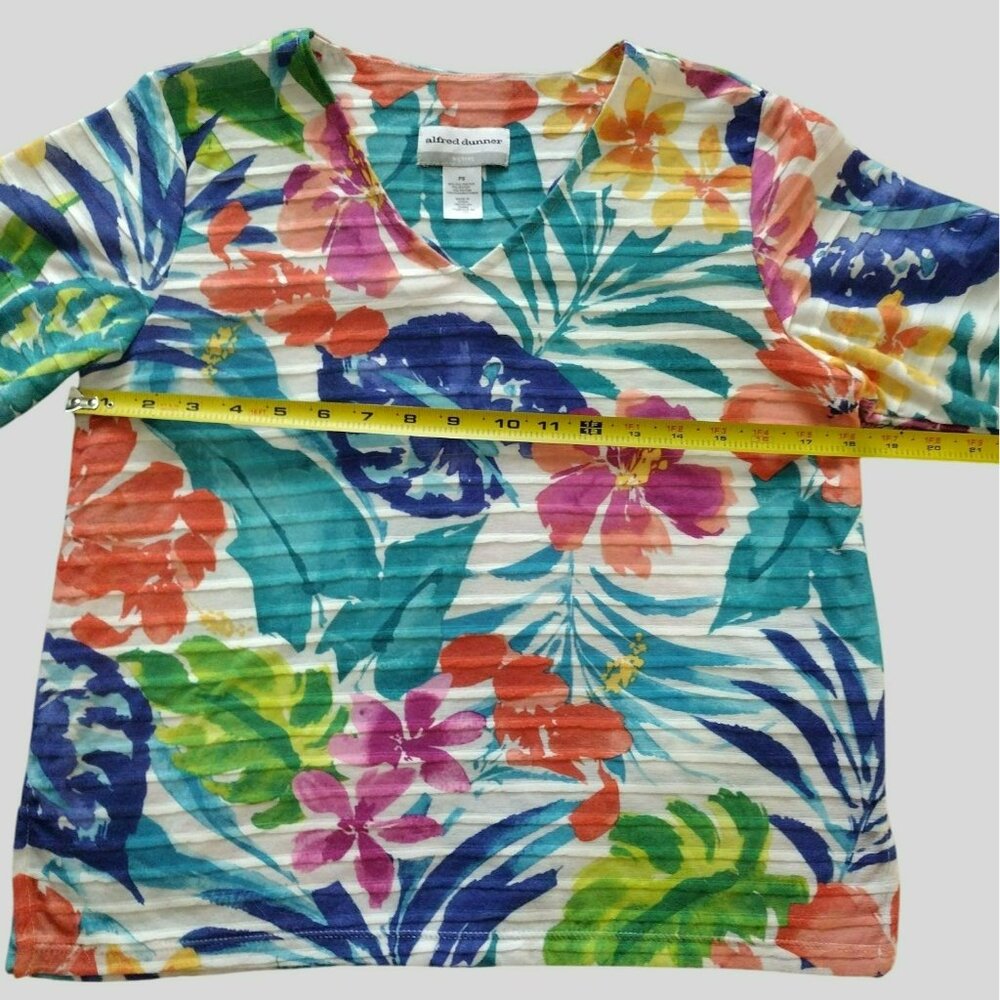 Alfred Dunner Womens Petite PS V-Neck Floral Print Top 3/4 Sleeve Tropical Print - Picture 5 of 9